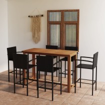 7 Piece Garden Bar Set Brown