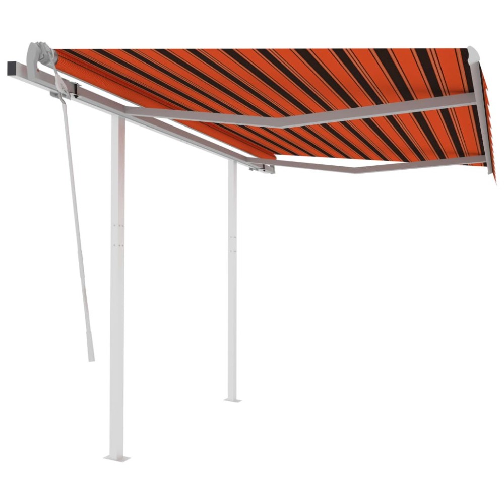 Manual Retractable Awning with Posts 4x3.5 m Orange and Brown