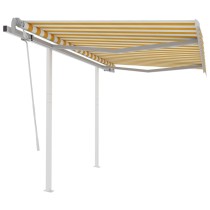 Manual Retractable Awning with Posts 4x3.5 m Orange and Brown