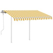 Markise Manuell Einziehbar mit Pfosten 3x2,5 m Blau & Weiß