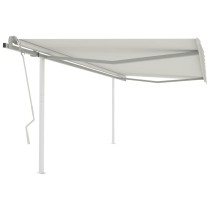 Manual Retractable Awning with Posts 4x3.5 m Orange and Brown