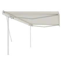 Manual Retractable Awning with Posts 4x3.5 m Orange and Brown