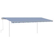 Markise Manuell Einziehbar mit Pfosten 3x2,5 m Blau & Weiß