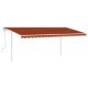 Manual Retractable Awning with Posts 4x3.5 m Orange and Brown