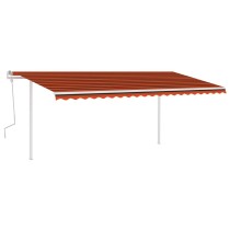 Manual Retractable Awning with Posts 4x3.5 m Orange and Brown