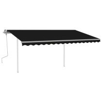 Markise Manuell Einziehbar mit Pfosten 3x2,5 m Blau & Weiß