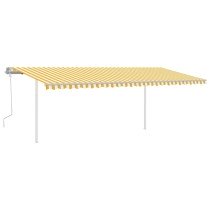 Markise Manuell Einziehbar mit Pfosten 3x2,5 m Blau & Weiß