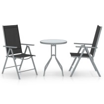 3 Piece Bistro Set Aluminium and Textilene Black