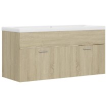 Sink Cabinet with Built-in Basin High Gloss White Engineered Wood