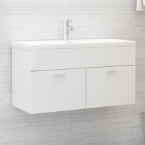 Sink Cabinet with Built-in Basin High Gloss White Engineered Wood