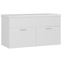 Sink Cabinet with Built-in Basin High Gloss White Engineered Wood