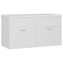 Sink Cabinet with Built-in Basin High Gloss White Engineered Wood