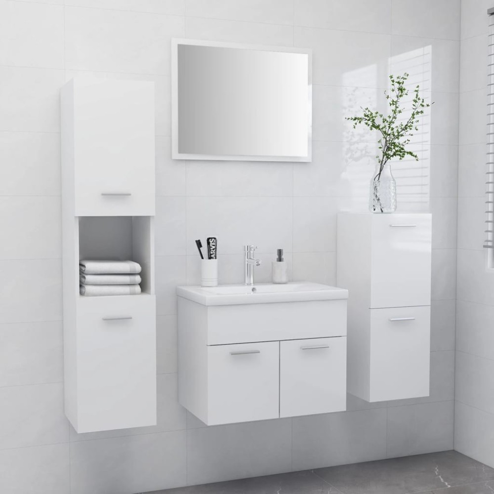 Bathroom Furniture Set Concrete Grey Engineered Wood