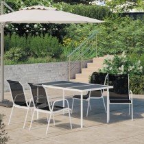 7 Piece Outdoor Dining Set Steel Black