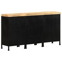 Sideboard mit 3 Schubladen und 4 Türen Raues Mangoholz