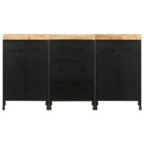 Sideboard mit 3 Schubladen und 4 Türen Raues Mangoholz