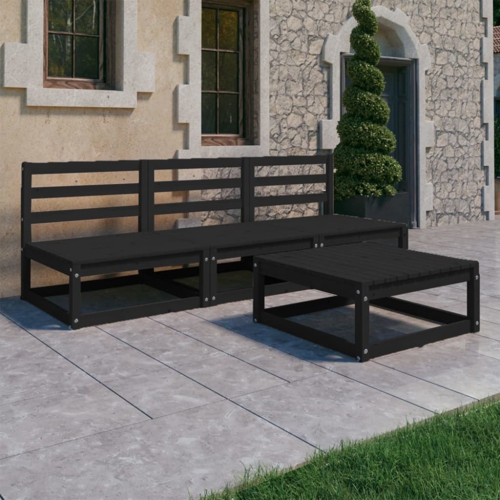 4 Piece Garden Lounge Set Honey Brown Solid Pinewood