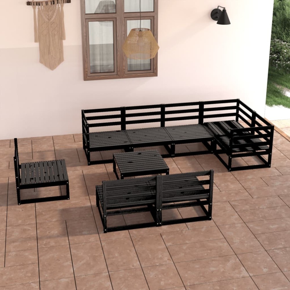 9 Piece Garden Lounge Set Honey Brown Solid Pinewood