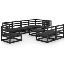 9 Piece Garden Lounge Set Honey Brown Solid Pinewood