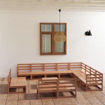 13 Piece Garden Lounge Set Black Solid Pinewood