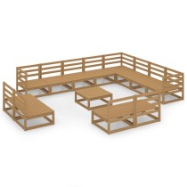13 Piece Garden Lounge Set Black Solid Pinewood