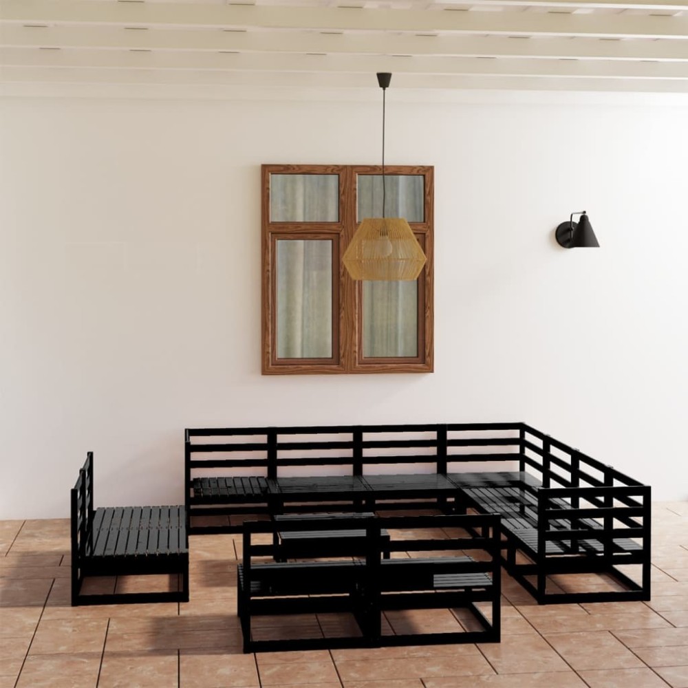 12 Piece Garden Lounge Set Honey Brown Solid Pinewood