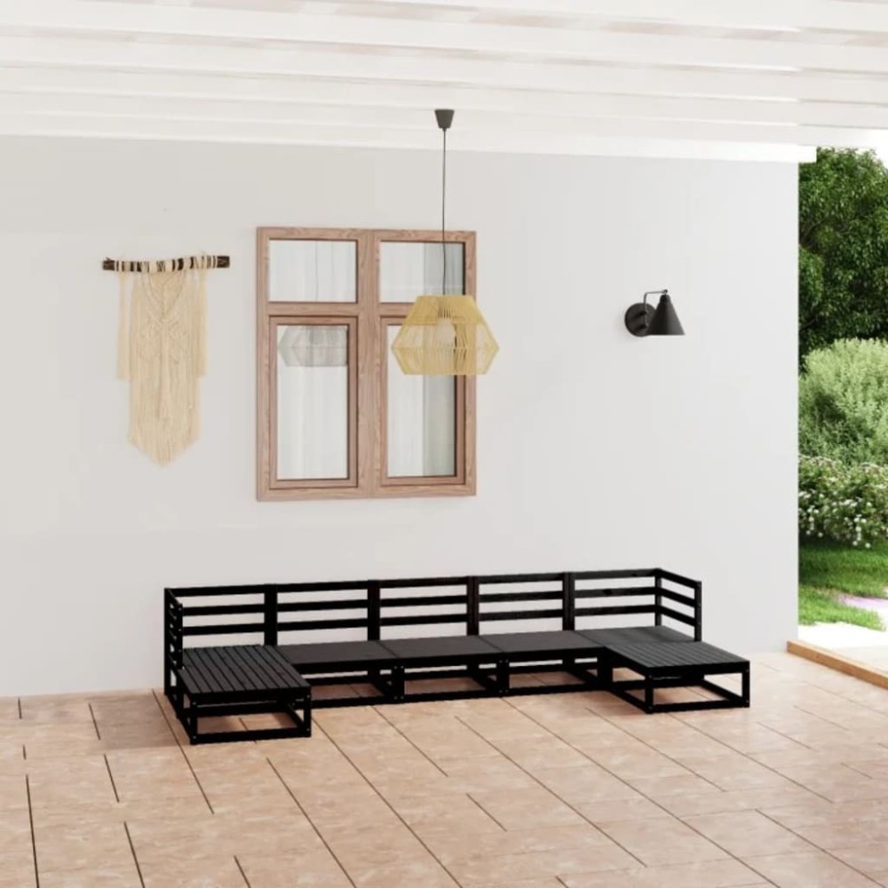 7 Piece Garden Lounge Set Solid Wood Pine