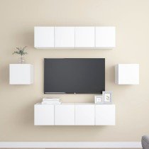 6 Piece TV Cabinet Set High Gloss Grey Engineered Wood