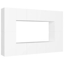 8 Piece TV Cabinet Set High Gloss Grey Engineered Wood