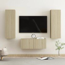 3-tlg. TV-Schrank-Set Weiß Holzwerkstoff