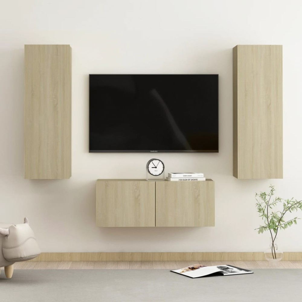3 Piece TV Cabinet Set Grey Sonoma Engineered Wood