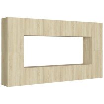 8 Piece TV Cabinet Set High Gloss Grey Engineered Wood