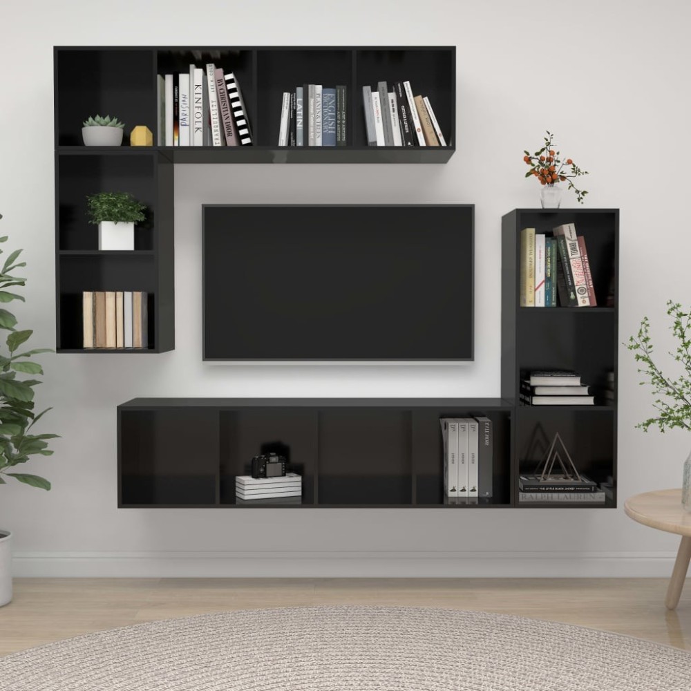 4 Piece TV Cabinet Set Sonoma Oak Engineered Wood