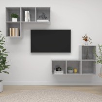 Wall-mounted TV Cabinets 4 pcs Grey Engineered Wood