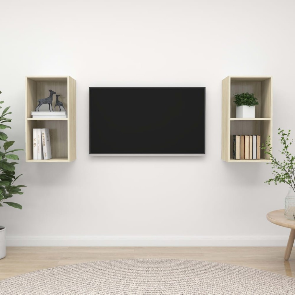 Wall-mounted TV Cabinets 2 pcs Grey Engineered Wood