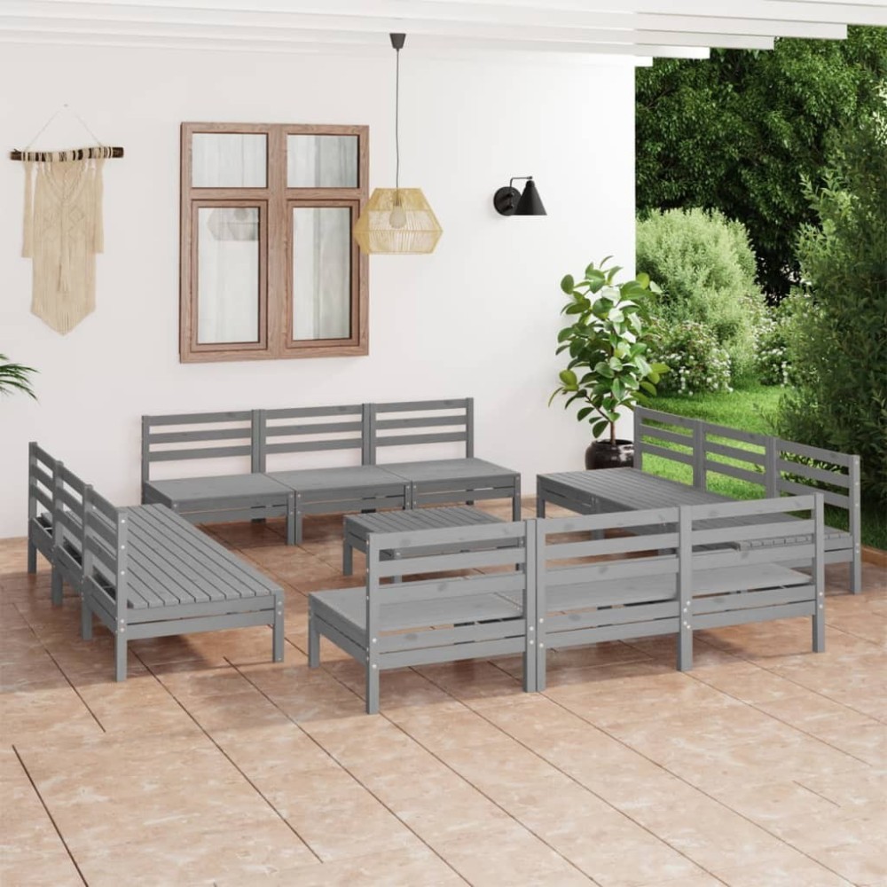 13 Piece Garden Lounge Set Solid Pinewood