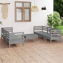 7 Piece Garden Lounge Set White Solid Pinewood