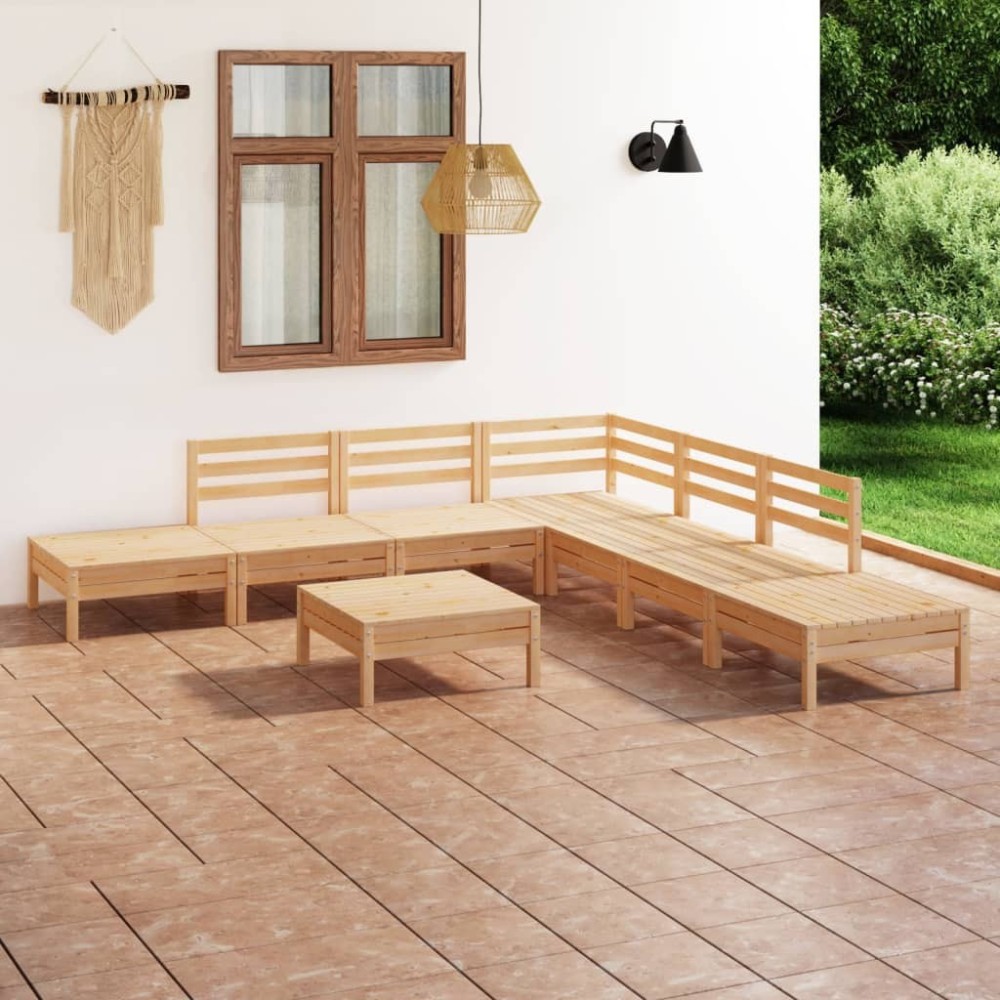 8 Piece Garden Lounge Set Solid Pinewood White
