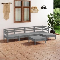 6 Piece Garden Lounge Set Solid Pinewood Black