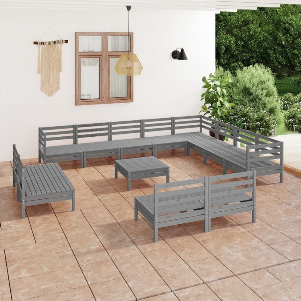 13 Piece Garden Lounge Set Solid Pinewood White