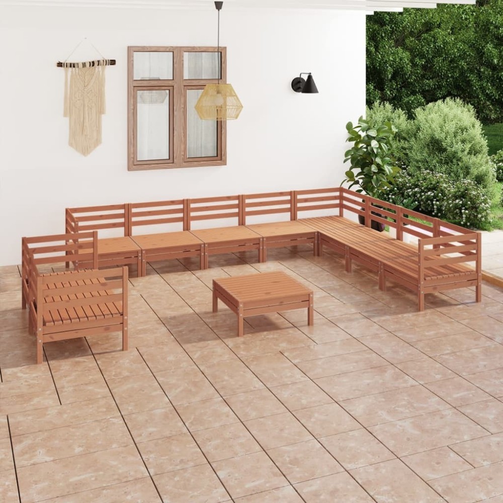 11 Piece Garden Lounge Set Solid Pinewood
