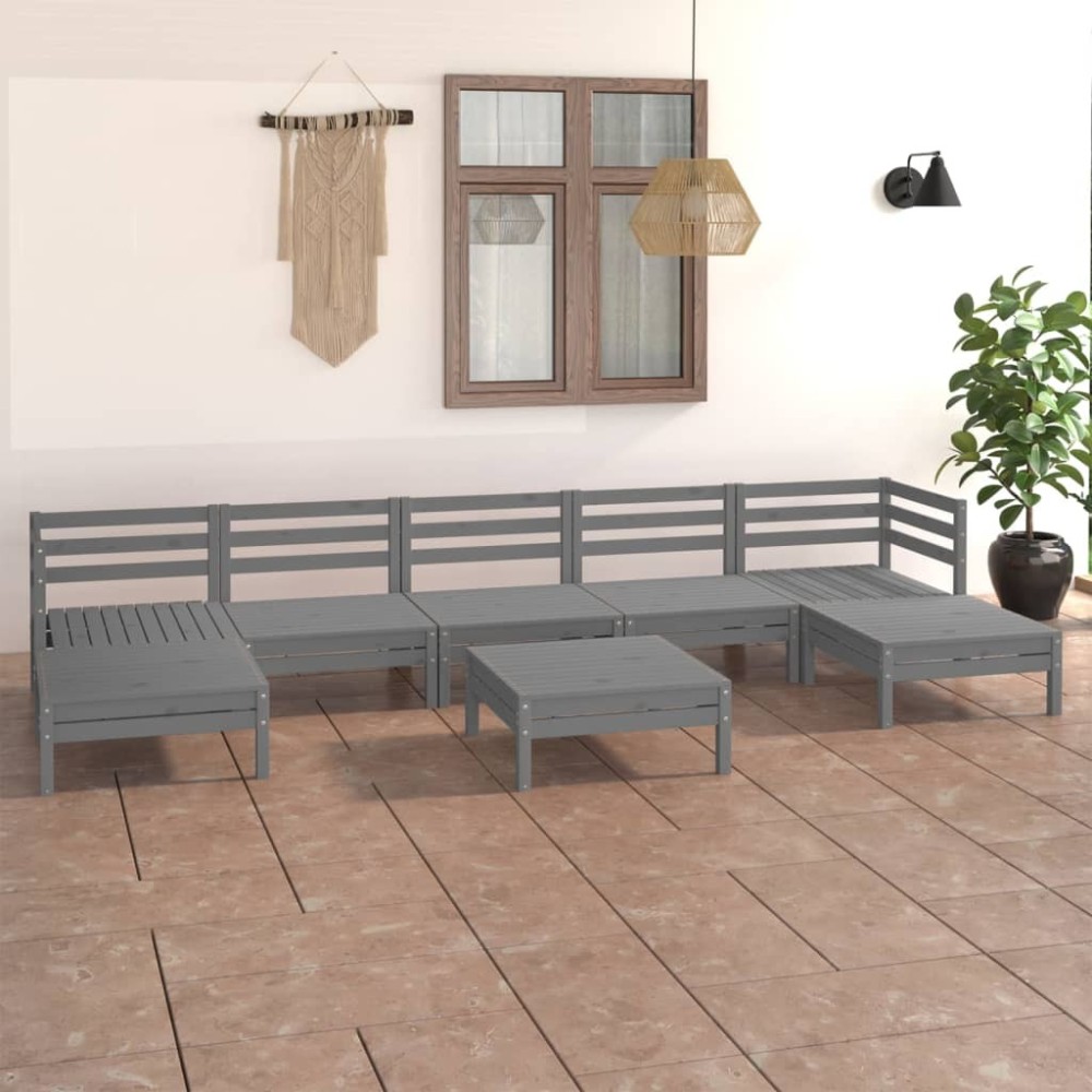 8 Piece Garden Lounge Set White Solid Wood Pine