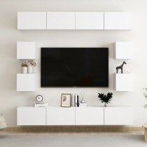 8 Piece TV Cabinet Set High Gloss Grey Engineered Wood