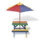Kids' Picnic Table with Benches and Parasol Multicolour Wood