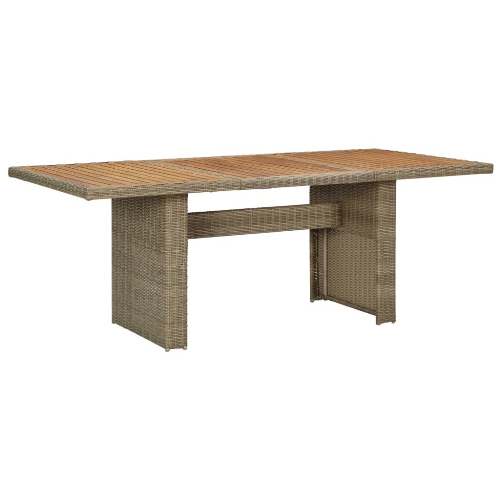 Garden Dining Table Brown 200x100x74 cm Glass and Poly Rattan