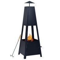 Fire Pit Black 35x35x99 cm...