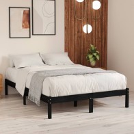 Bed Frame White Solid Wood...
