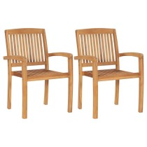 Stacking Garden Chairs 6 pcs Solid Teak Wood