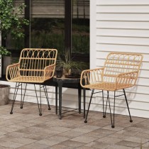 Garden Chairs 2 pcs with Armrest Black 56x64x80 cm PE Rattan