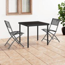 Folding Outdoor Chairs 4 pcs Black Steel and Textilene
